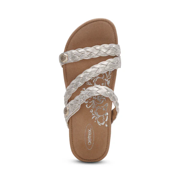 WOMEN'S AETREX JOSIE BRAIDED SLIDE | CHAMPAGNE - Image 5