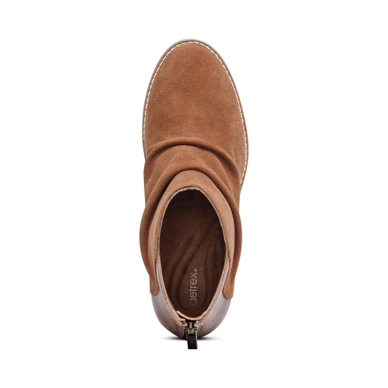 WOMEN'S AETREX KARA ANKLE WEDGE BOOT | COGNAC - Image 4