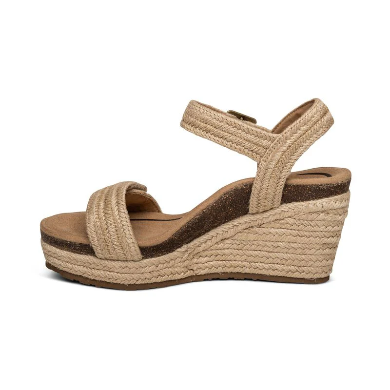 WOMEN'S AETREX SYDNEY QUARTER STRAP ESPADRILLE WEDGE | NATURAL - Image 3