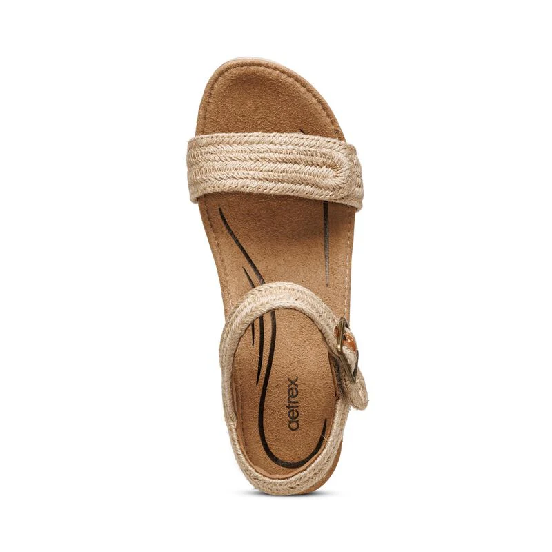 WOMEN'S AETREX SYDNEY QUARTER STRAP ESPADRILLE WEDGE | NATURAL - Image 7