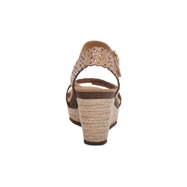 WOMEN'S AETREX SYDNEY QUARTER STRAP ESPADRILLE WEDGE | SAND CUTOUT - Image 7
