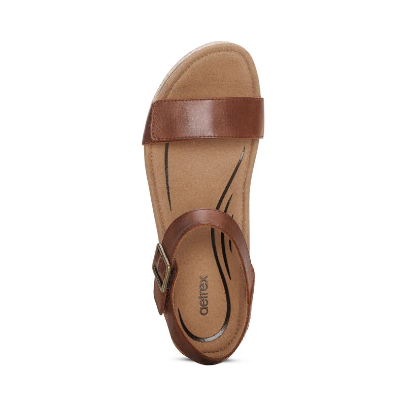 WOMEN'S AETREX SYDNEY QUARTER STRAP ESPADRILLE WEDGE | WALNUT - Image 5
