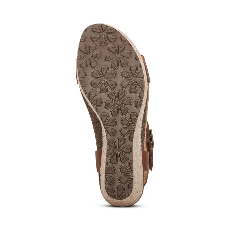 WOMEN'S AETREX SYDNEY QUARTER STRAP ESPADRILLE WEDGE | WALNUT - Image 6
