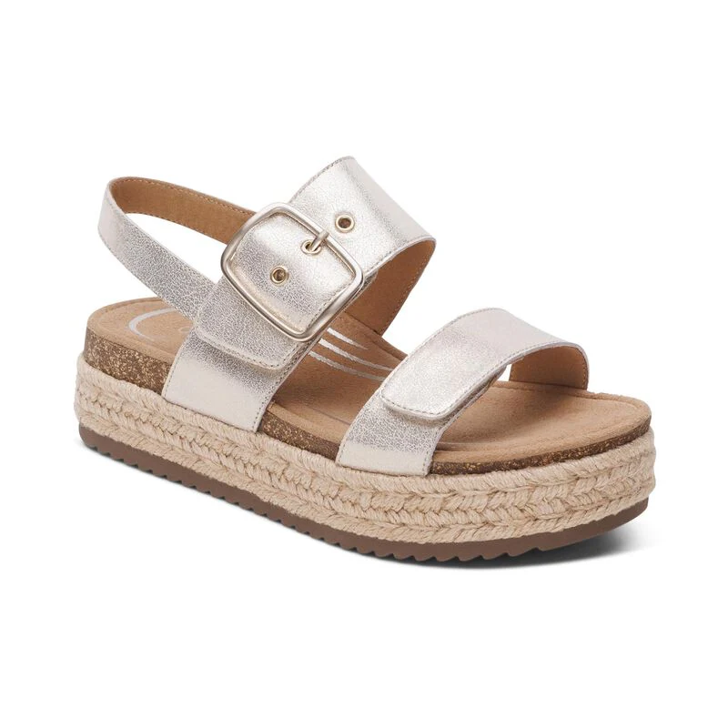 WOMEN'S AETREX VANIA ARCH SUPPORT PLATFORM SANDAL | CHAMPAGNE - Image 3
