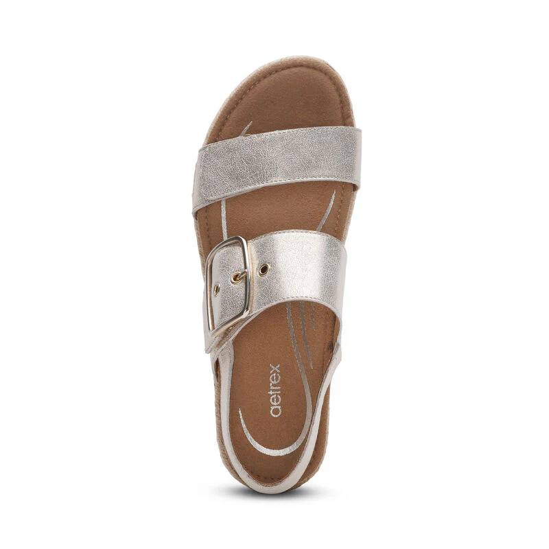 WOMEN'S AETREX VANIA ARCH SUPPORT PLATFORM SANDAL | CHAMPAGNE - Image 5