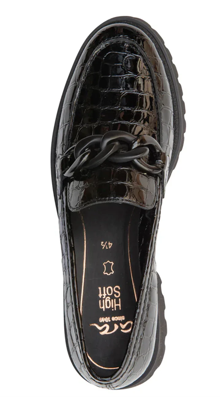 WOMEN'S ARA KIANA CHUNKY SOLE CHAIN LOAFER | BLACK CROCO PATENT - Image 4