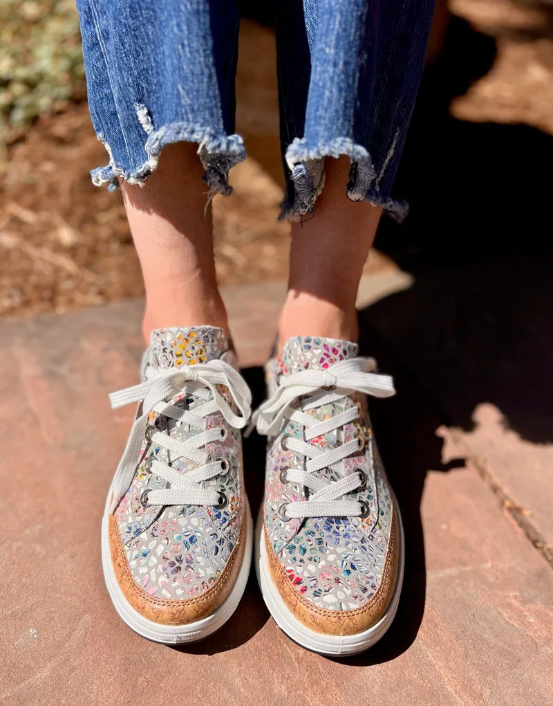 WOMEN'S ARA REM NATURAL SNEAKER | STONE / WHITE / KONFETTI - Image 6