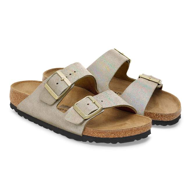 WOMEN'S BIRKENSTOCK ARIZONA BS | TAUPE SUEDE SHIMMERING - Image 5