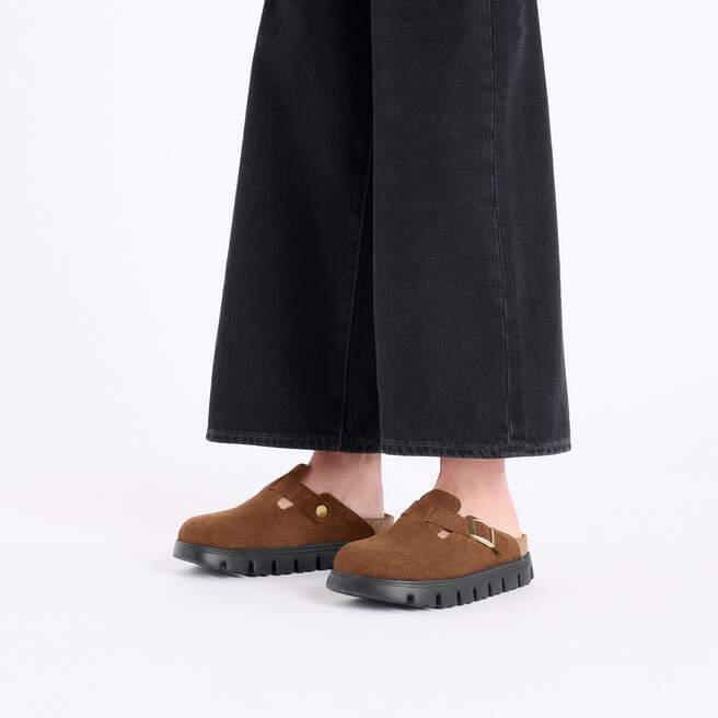 WOMEN'S PAPILLIO BOSTON CHUNKY SUEDE LEATHER | DARK TEA | BLACK - Image 8
