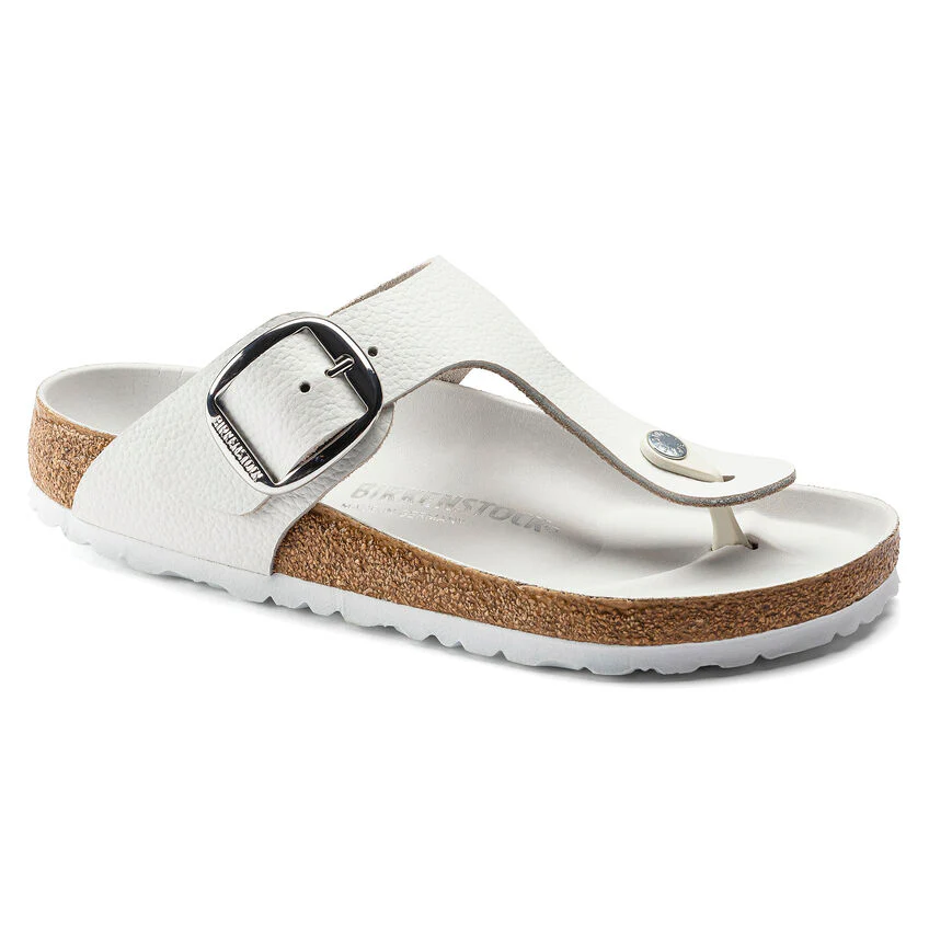 WOMEN'S BIRKENSTOCK GIZEH BIG BUCKLE SANDAL | WHITE LEATHER - Image 3