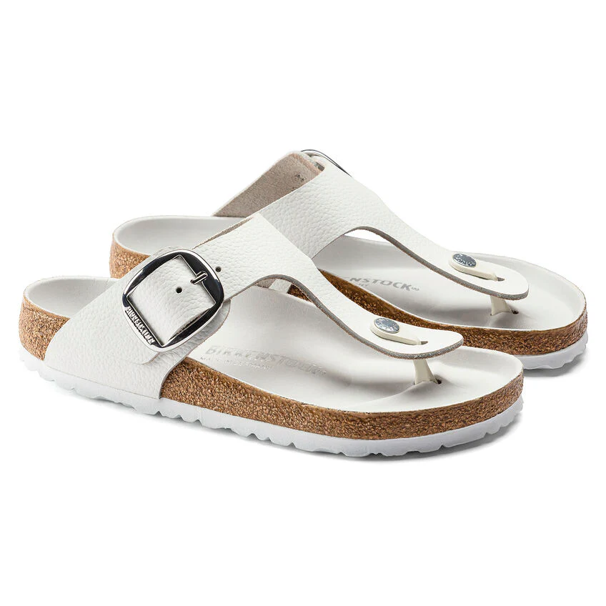 WOMEN'S BIRKENSTOCK GIZEH BIG BUCKLE SANDAL | WHITE LEATHER - Image 4