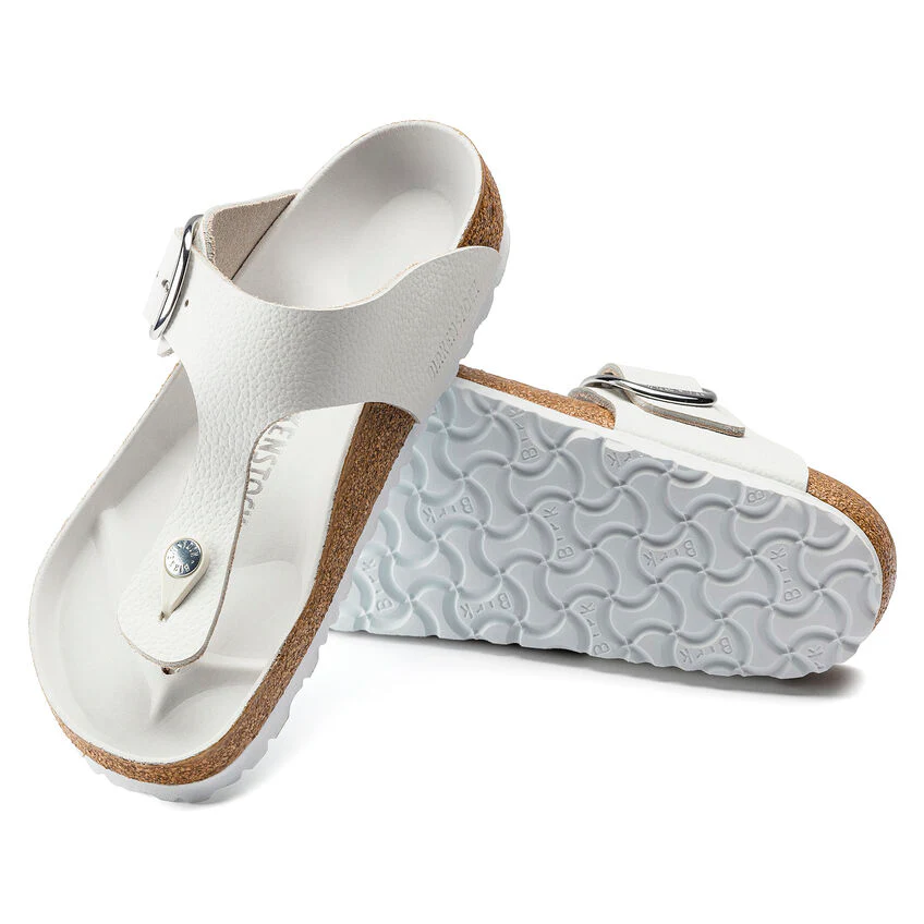 WOMEN'S BIRKENSTOCK GIZEH BIG BUCKLE SANDAL | WHITE LEATHER - Image 7