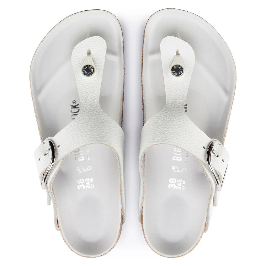 WOMEN'S BIRKENSTOCK GIZEH BIG BUCKLE SANDAL | WHITE LEATHER - Image 8
