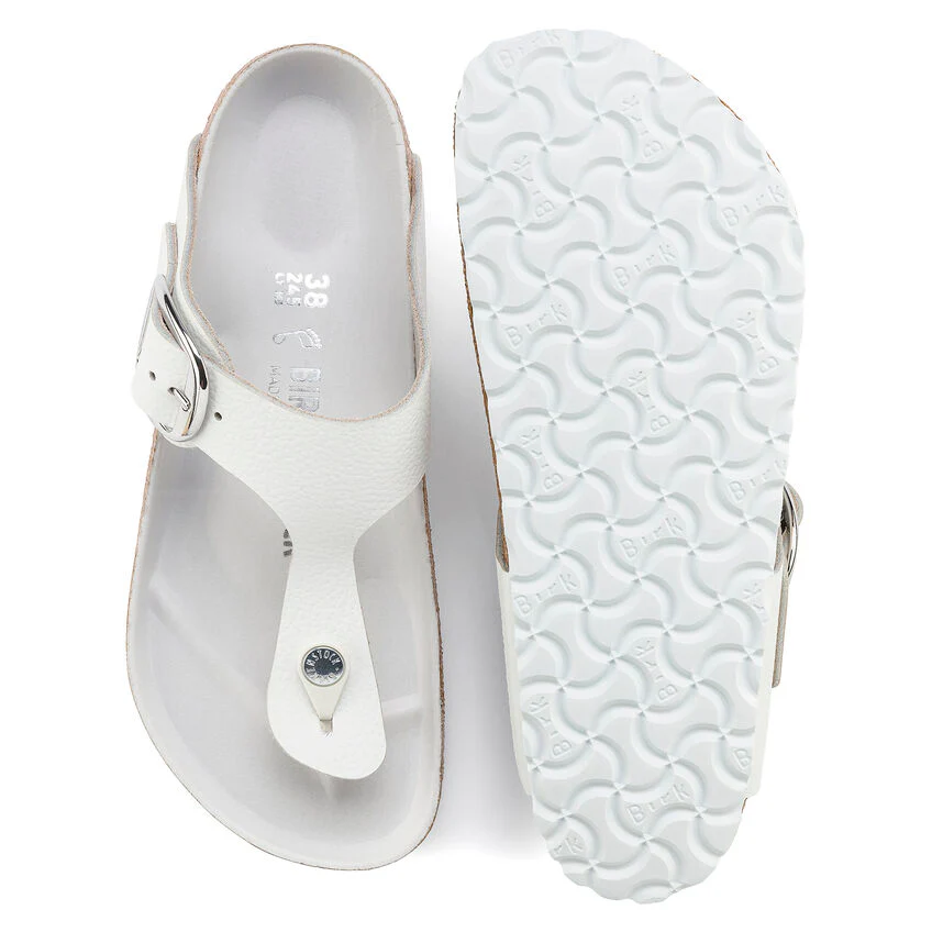 WOMEN'S BIRKENSTOCK GIZEH BIG BUCKLE SANDAL | WHITE LEATHER - Image 9