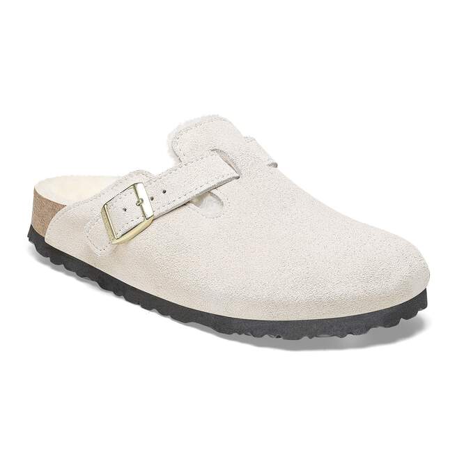 WOMEN'S BIRKENSTOCK BOSTON SHEARLING SUEDE LEATHER | ANTIQUE WHITE - Image 2
