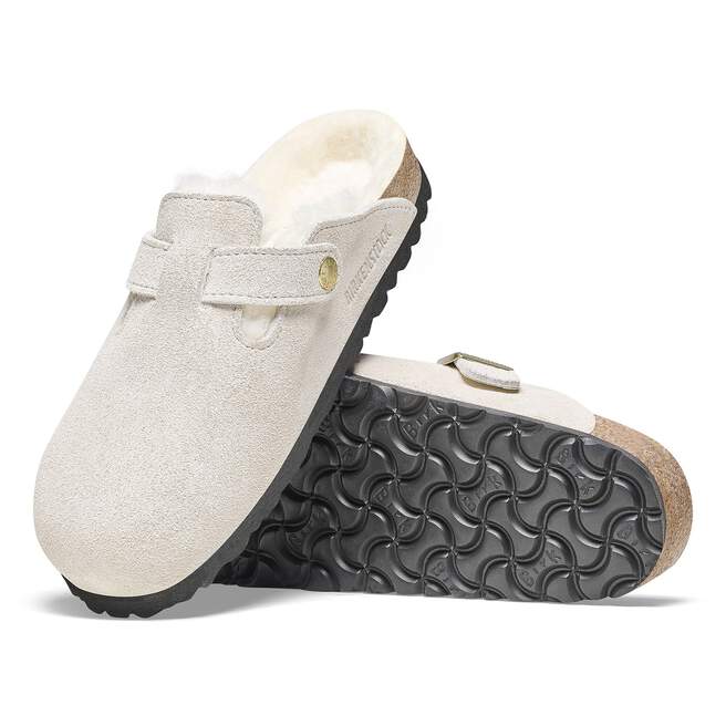 WOMEN'S BIRKENSTOCK BOSTON SHEARLING SUEDE LEATHER | ANTIQUE WHITE - Image 6