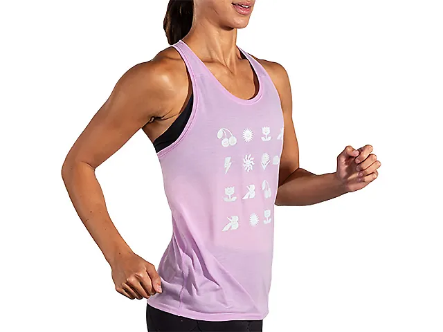 WOMEN'S BROOKS DISTANCE TANK 3.0 | LIGHT ORCHID / RH ICONS - Image 3