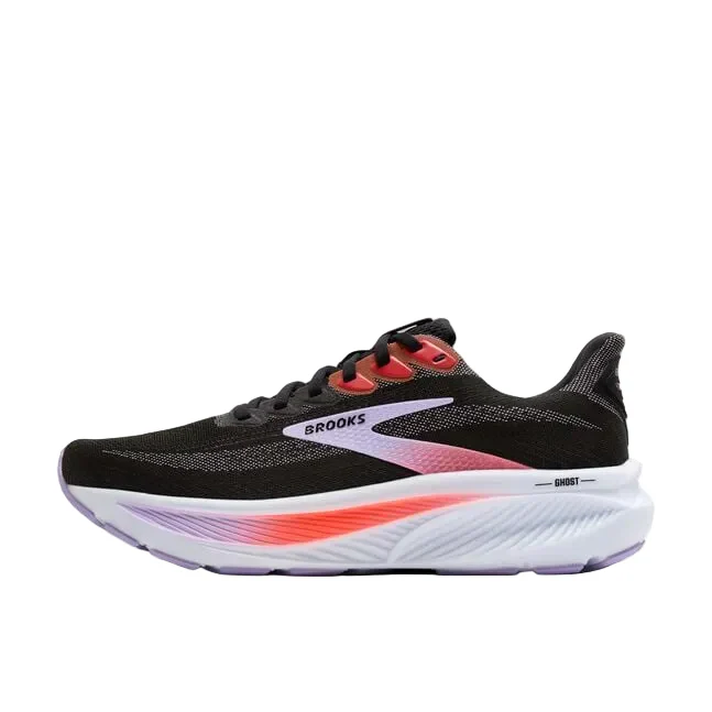 WOMEN'S BROOKS GHOST 17 | BLACK / PURPLE / CORAL - Image 2