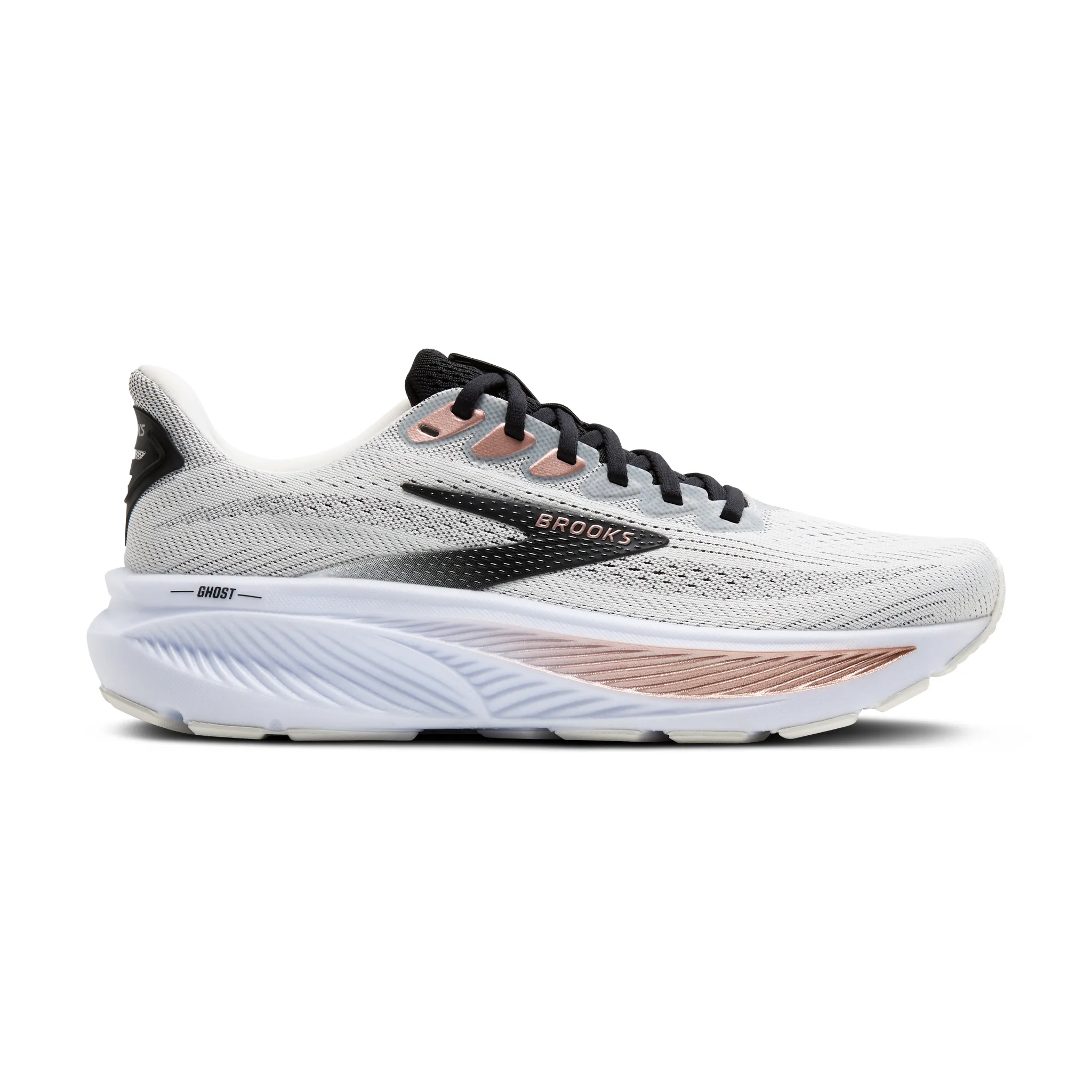 WOMEN'S BROOKS GHOST 17 | WHITE / BLACK / ROSE GOLD