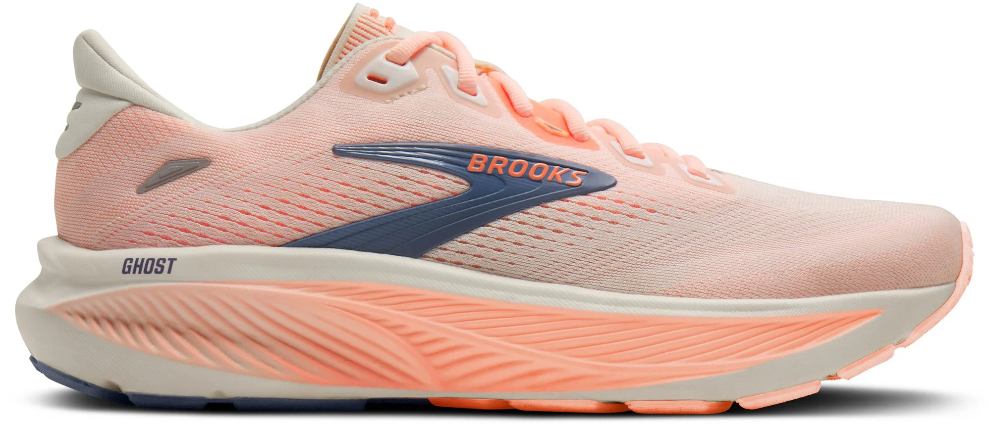 WOMEN'S BROOKS GHOST 18 | STAR WHITE / CYBER PEACH / GREY