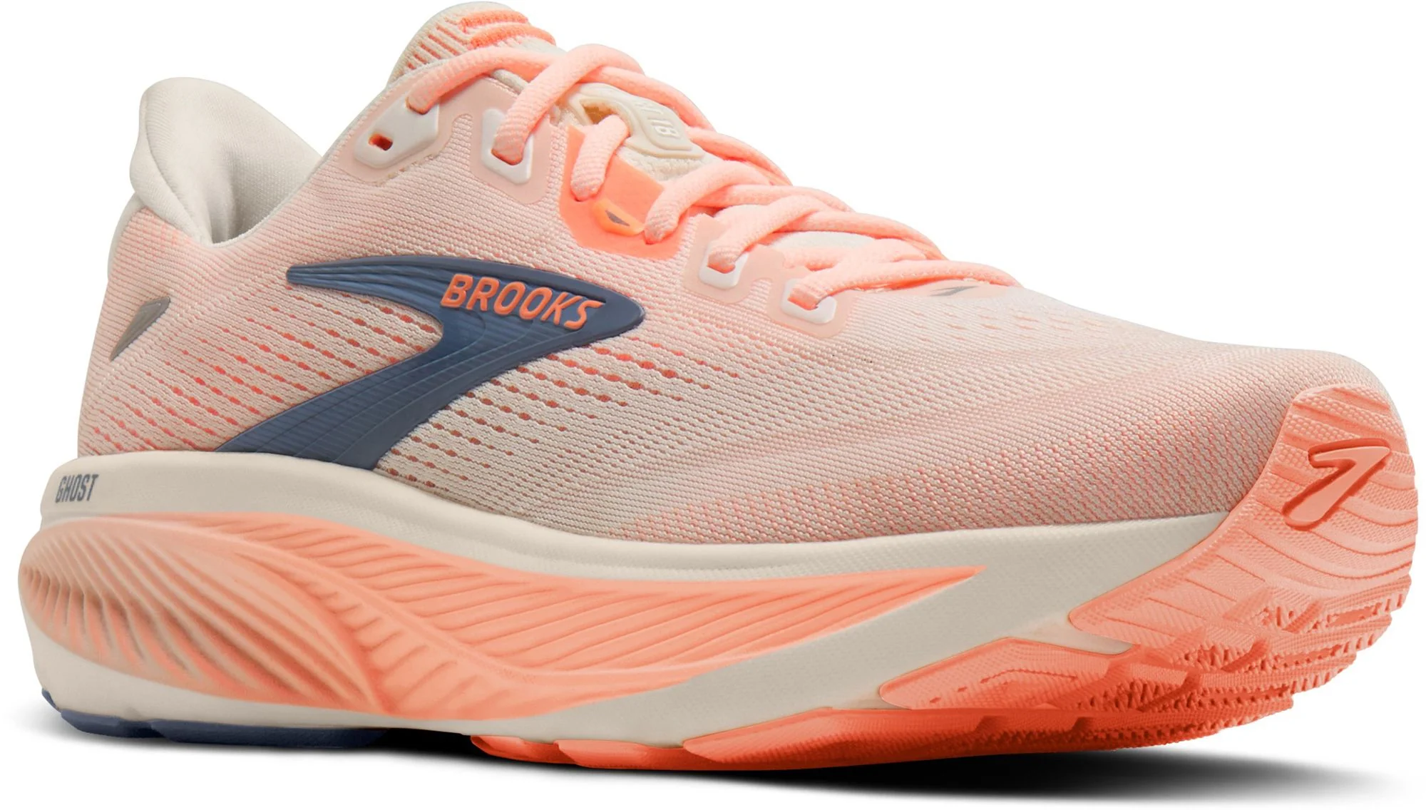 WOMEN'S BROOKS GHOST 18 | STAR WHITE / CYBER PEACH / GREY - Image 3