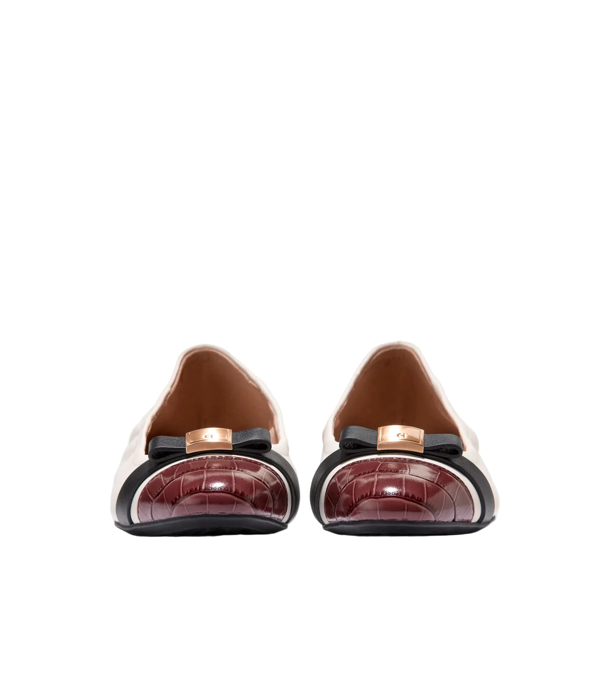 WOMEN'S COLE HAAN GO-TO TOVA BOW BALLET | POWDER LEATHER/MAHOGANY - Image 2
