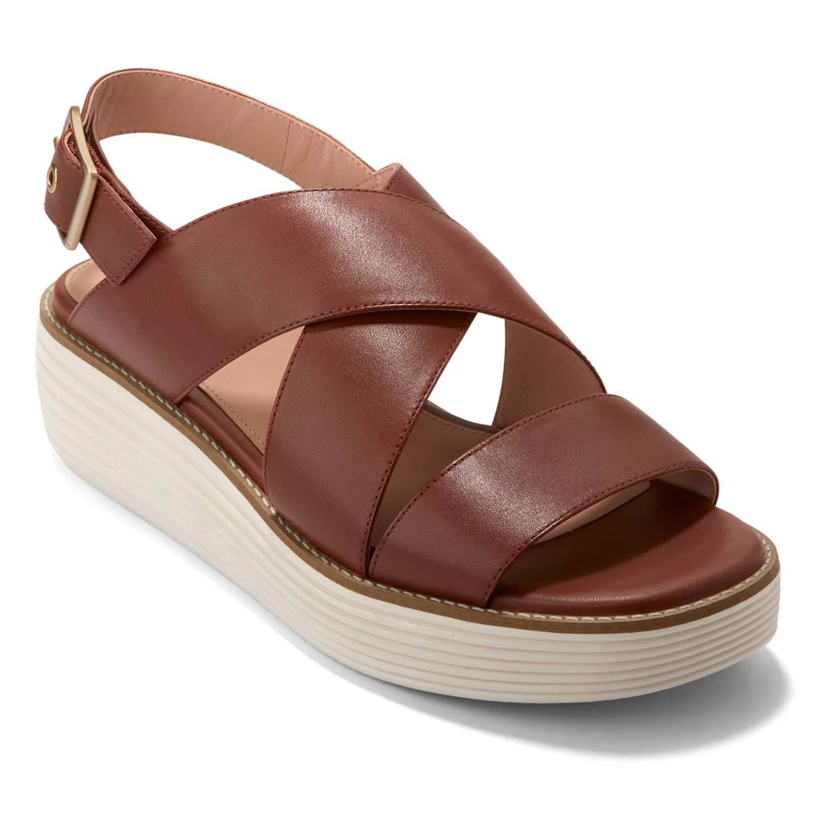 WOMEN'S COLE HAAN ØRIGINAL GRAND PLATFORM SANDALS | DARK CUOIO / IVORY - Image 3