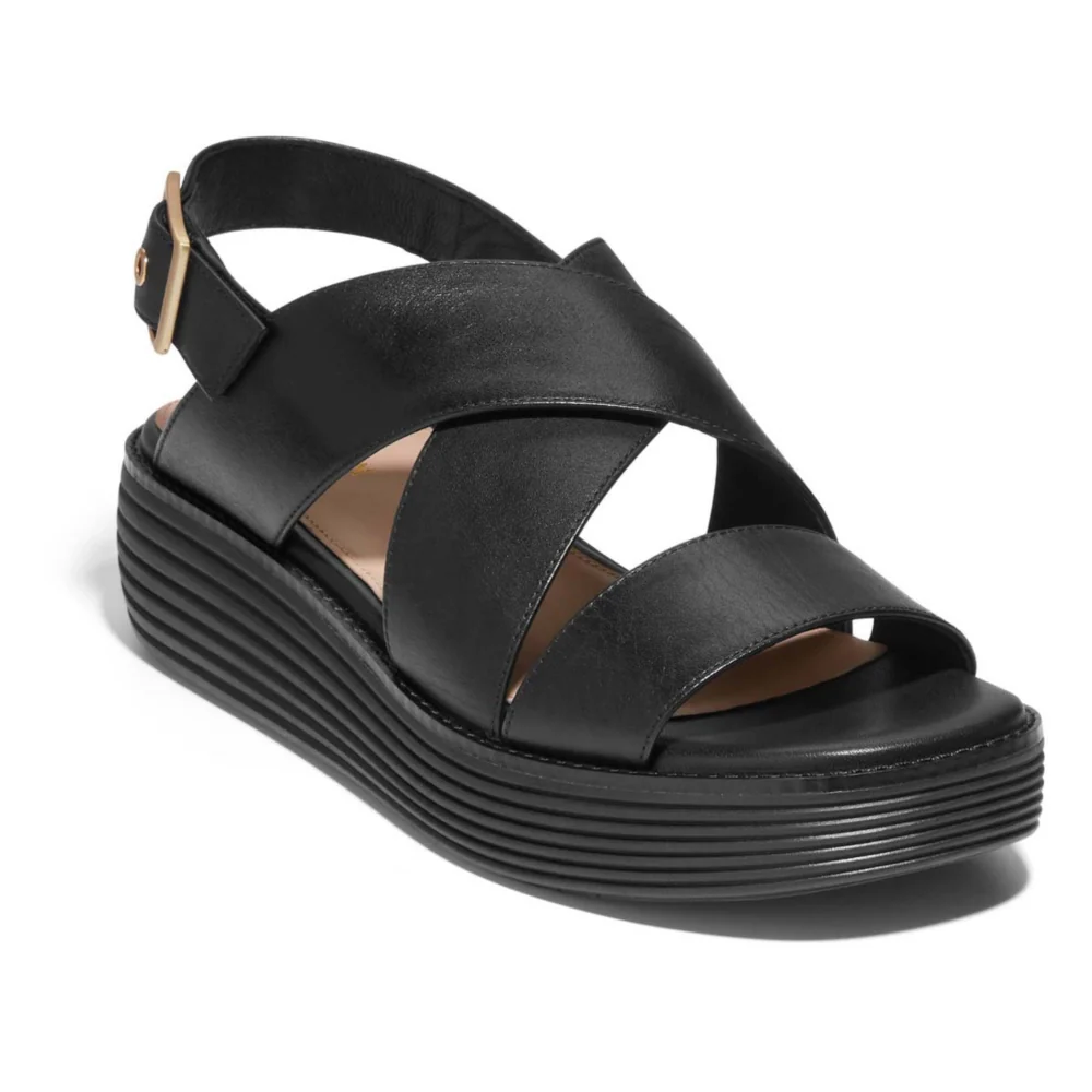 WOMEN'S COLE HAAN ØRIGINAL GRAND PLATFORM SANDALS | BLACK / BLACK - Image 3