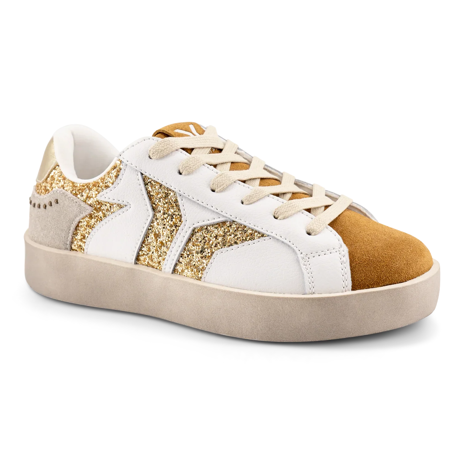 WOMEN'S C.O.B by CULTURE OF BRAVE PLAY LEATHER SNEAKER | GOLD / GLITTER WINGS - Image 3