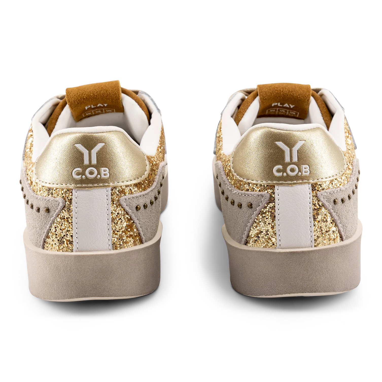 WOMEN'S C.O.B by CULTURE OF BRAVE PLAY LEATHER SNEAKER | GOLD / GLITTER WINGS - Image 4