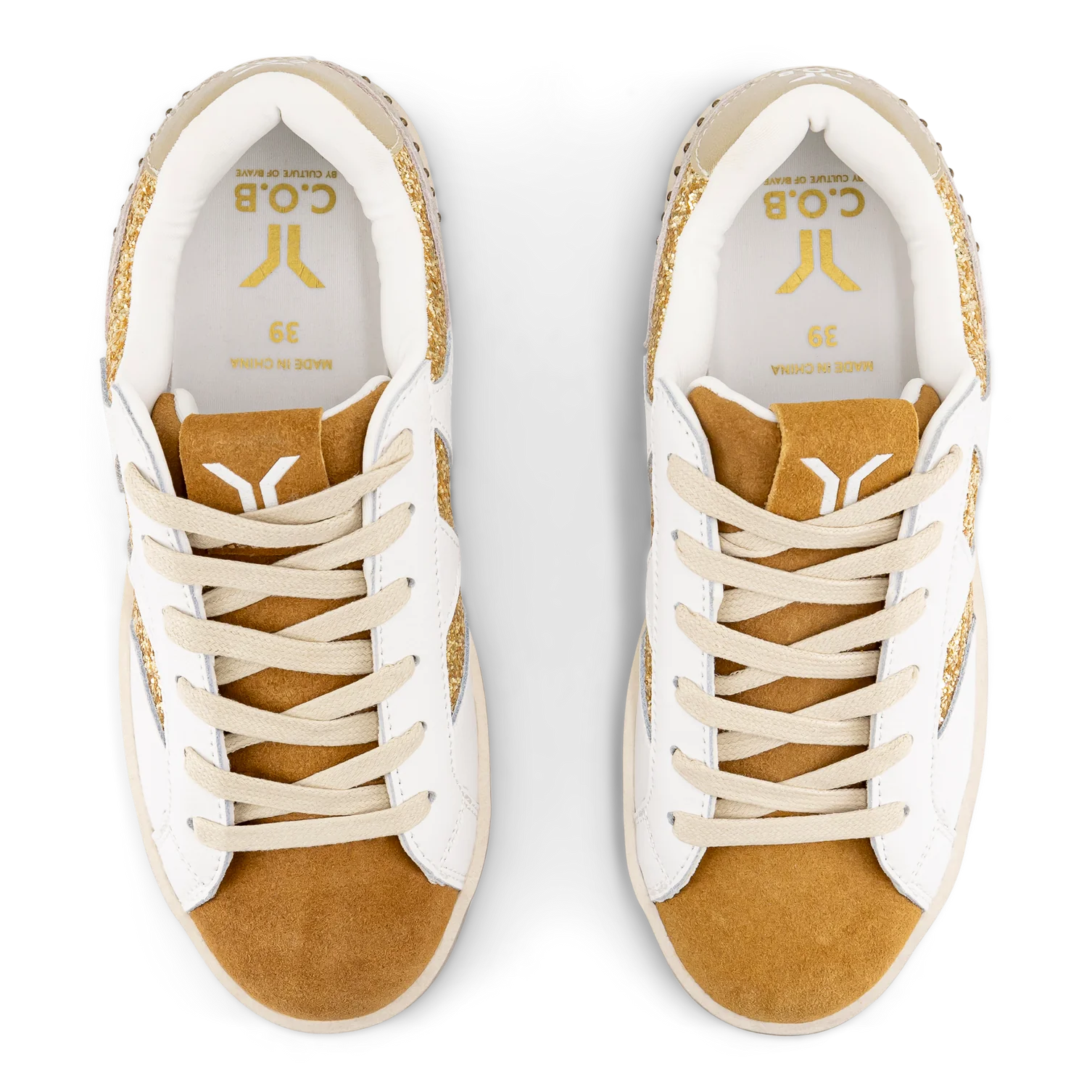 WOMEN'S C.O.B by CULTURE OF BRAVE PLAY LEATHER SNEAKER | GOLD / GLITTER WINGS - Image 5