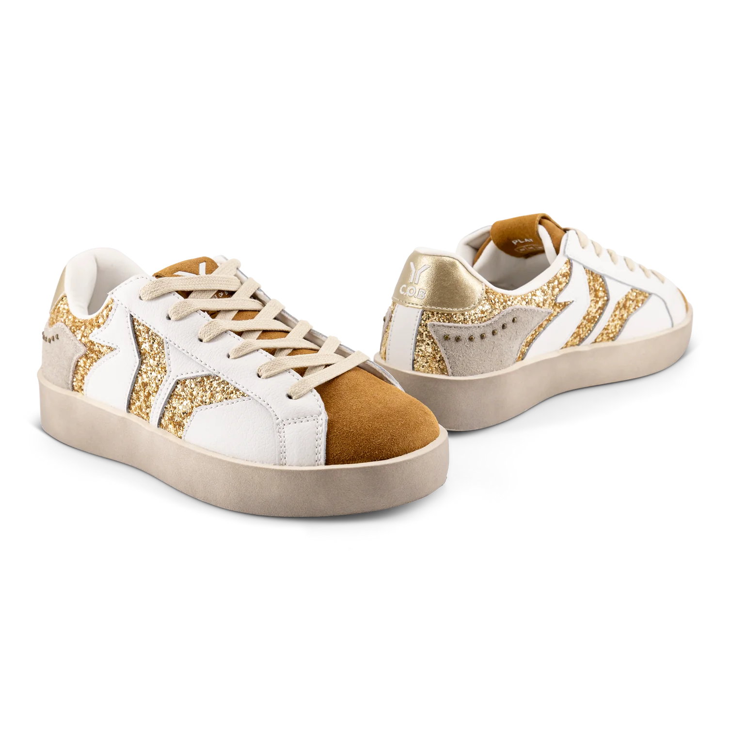 WOMEN'S C.O.B by CULTURE OF BRAVE PLAY LEATHER SNEAKER | GOLD / GLITTER WINGS - Image 7