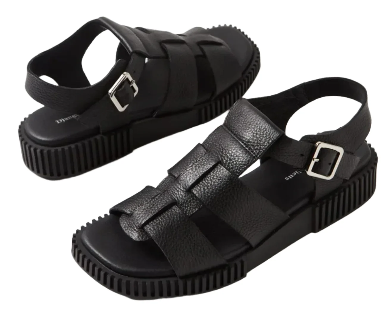 WOMEN'S DJANGO & JULIETTE ITALA SANDAL | BLACK TUMBLED LEATHER / BLACK SOLE - Image 4