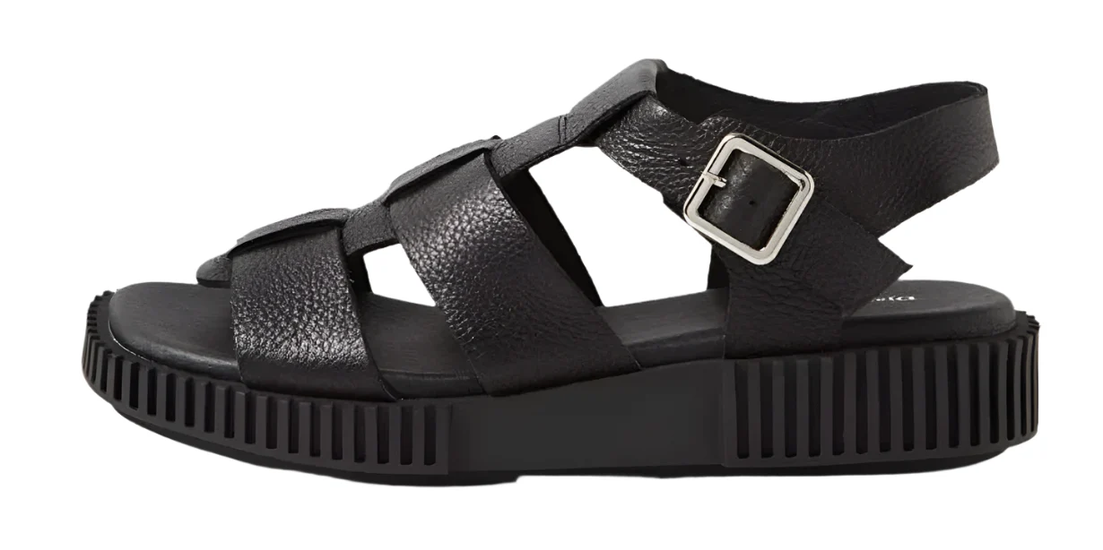 WOMEN'S DJANGO & JULIETTE ITALA SANDAL | BLACK TUMBLED LEATHER / BLACK SOLE - Image 5