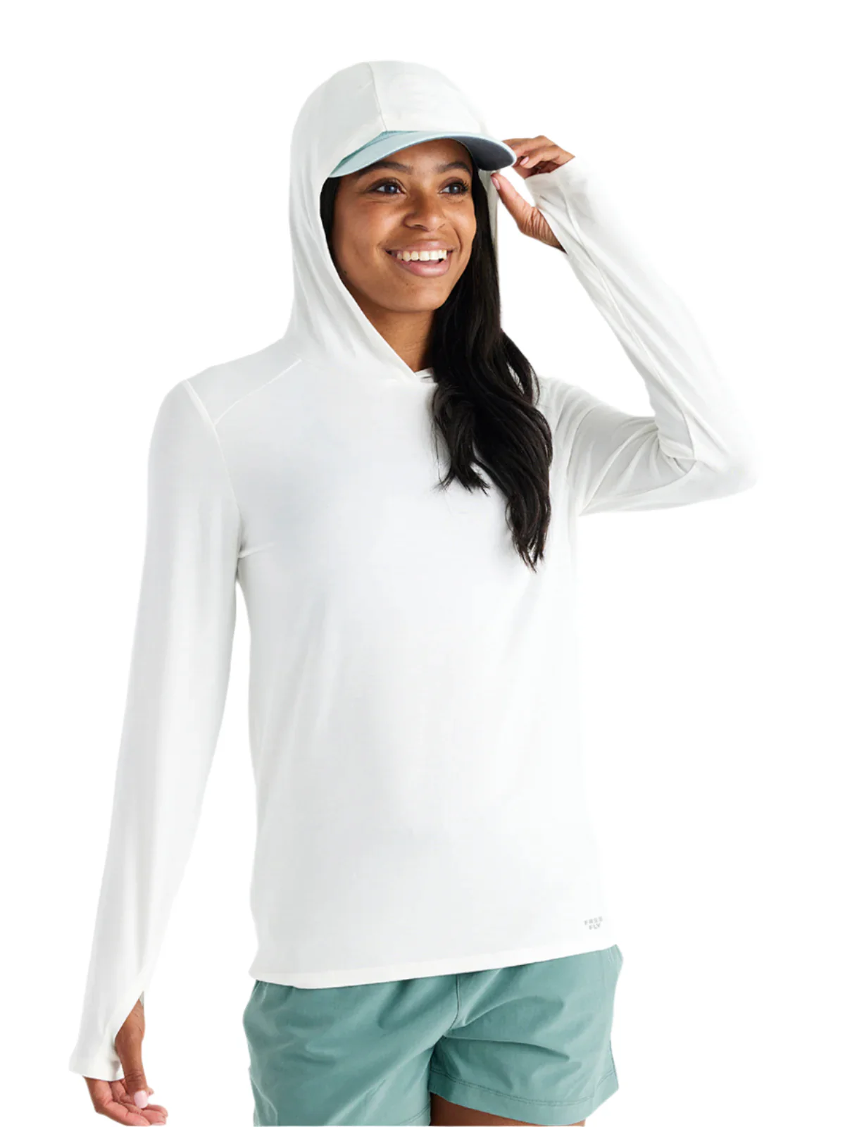 WOMEN'S FREE FLY BAMBOO SHADE HOODIE II | BRIGHT WHITE - Image 4