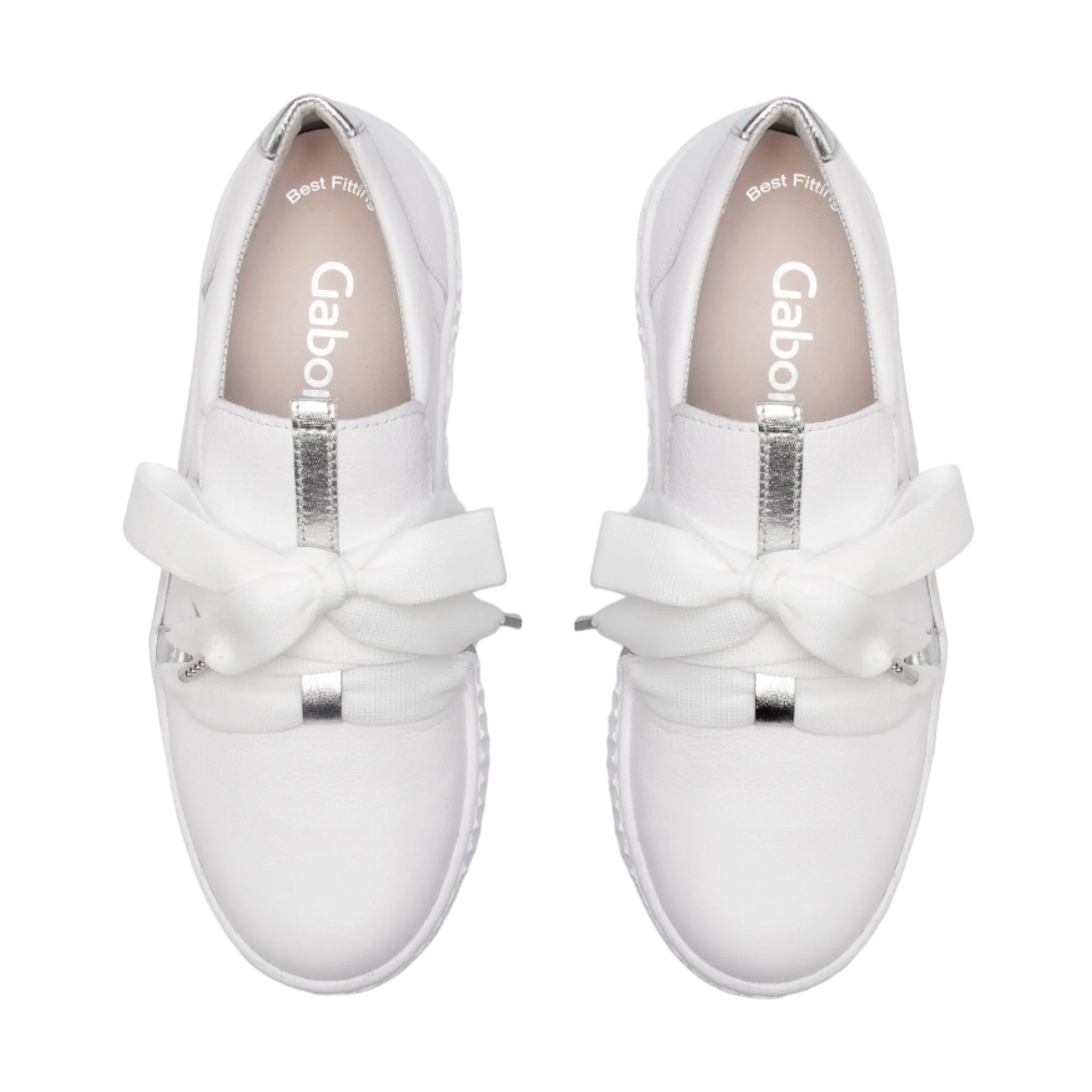 WOMEN'S GABOR 03.333.21 BOW TIE SNEAKER | WHITE / SILVER - Image 3