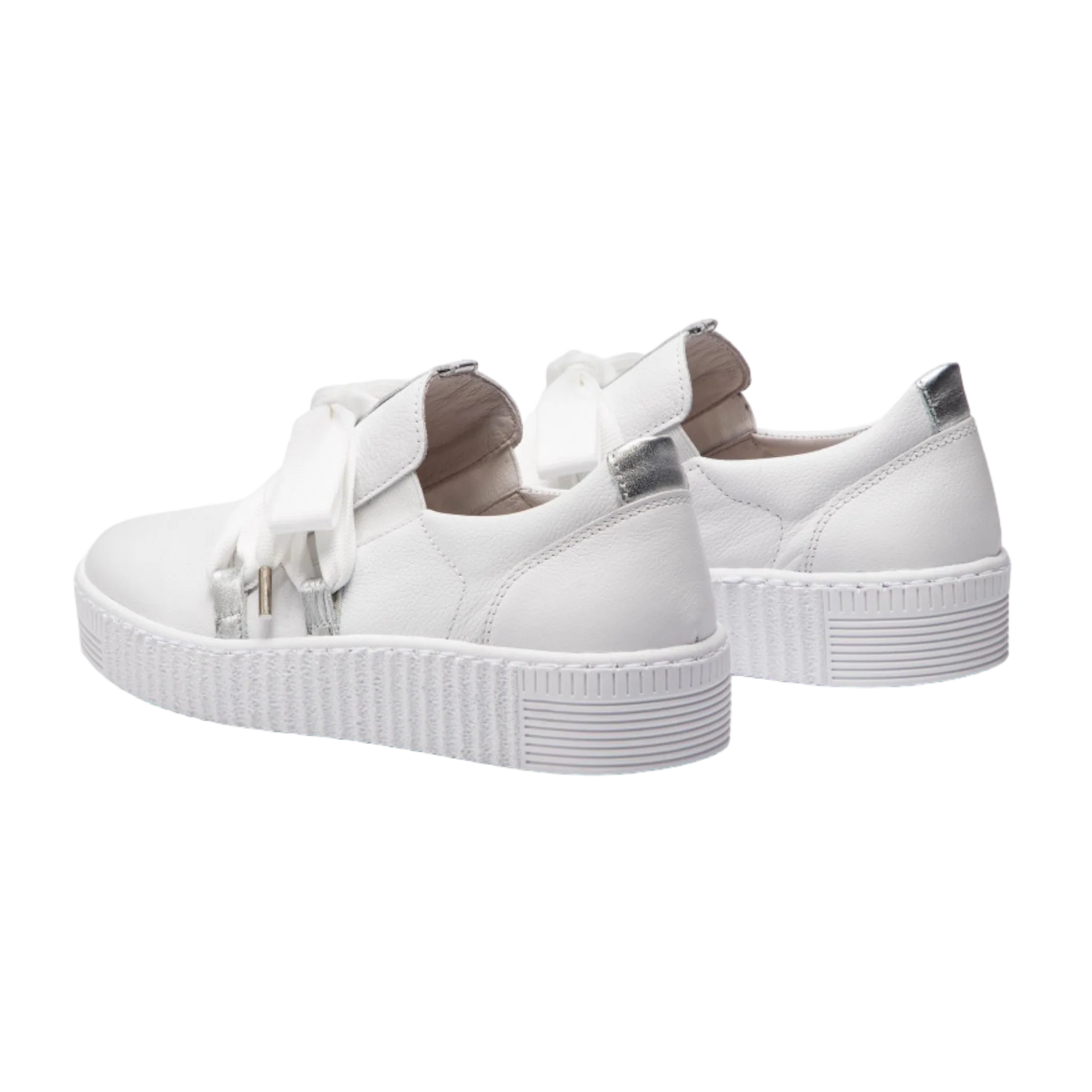 WOMEN'S GABOR 03.333.21 BOW TIE SNEAKER | WHITE / SILVER - Image 5