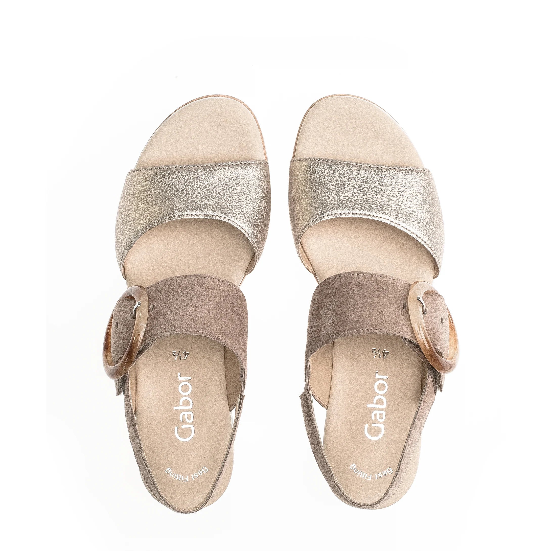 WOMEN'S GABOR 44.645.62 SLINGBACK PLATFORM SANDAL | GOLD TITANIUM METALLIC SHEEN / BEIGE - Image 3