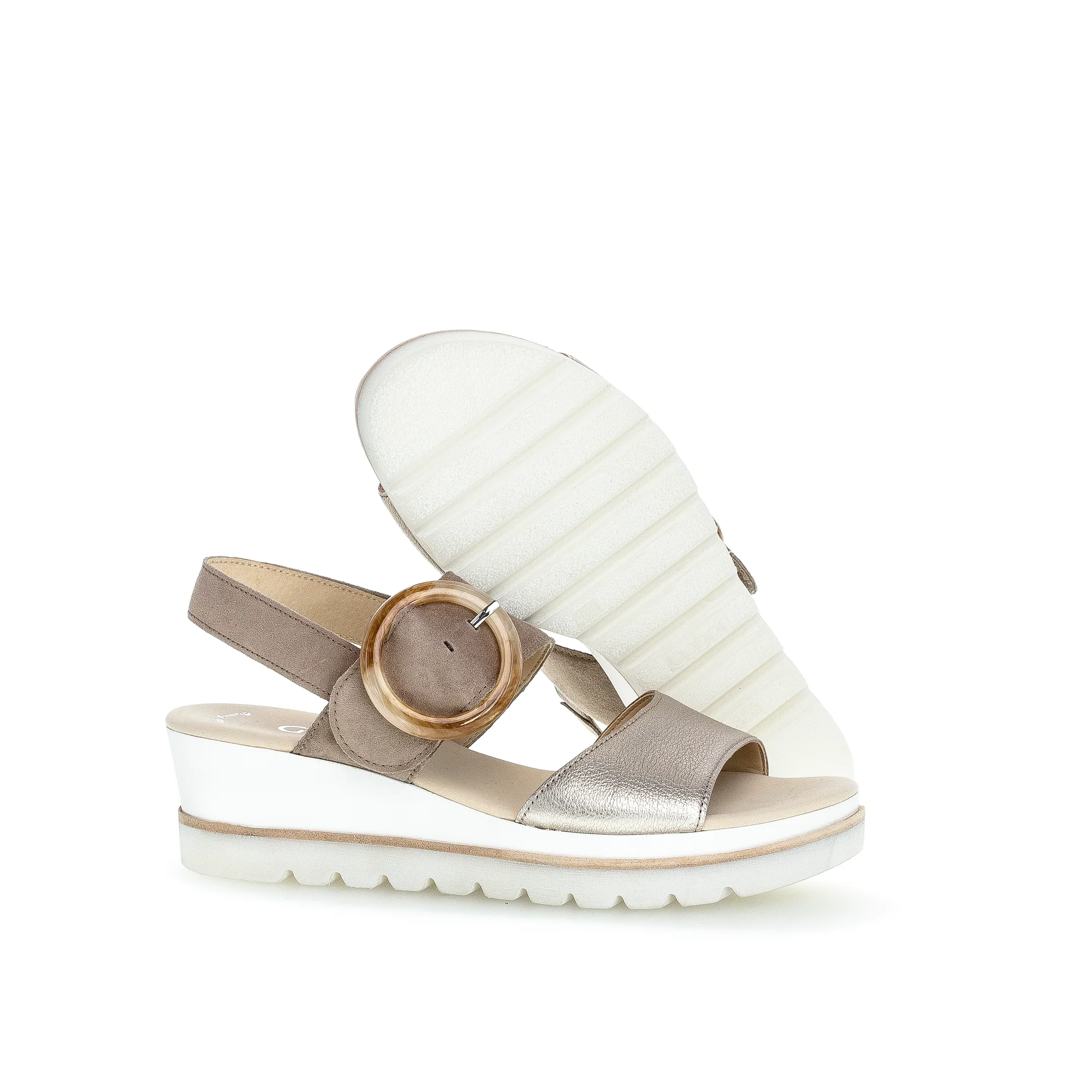 WOMEN'S GABOR 44.645.62 SLINGBACK PLATFORM SANDAL | GOLD TITANIUM METALLIC SHEEN / BEIGE - Image 4