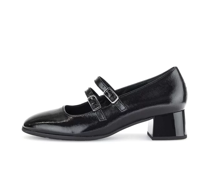 WOMEN'S GABOR 51.370.97 DOUBLE STRAP PUMP | BLACK PATENT - Image 2