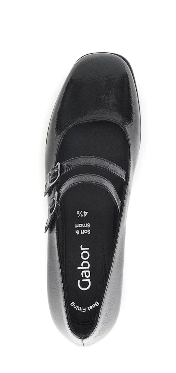 WOMEN'S GABOR 51.370.97 DOUBLE STRAP PUMP | BLACK PATENT - Image 3