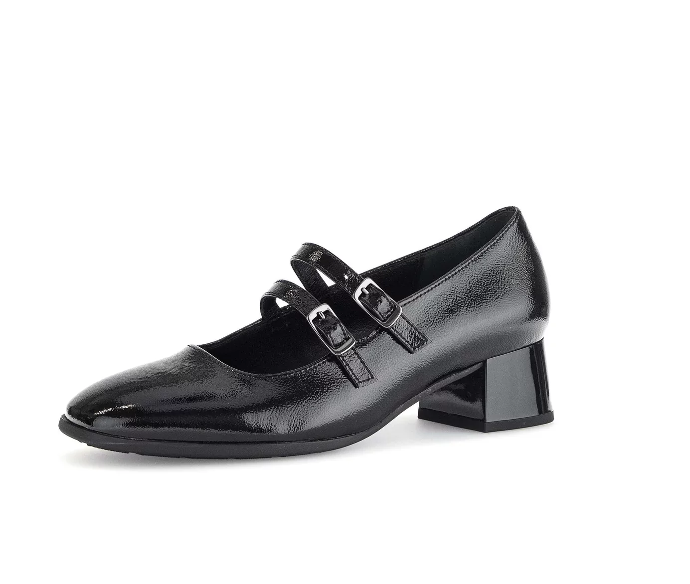 WOMEN'S GABOR 51.370.97 DOUBLE STRAP PUMP | BLACK PATENT - Image 5