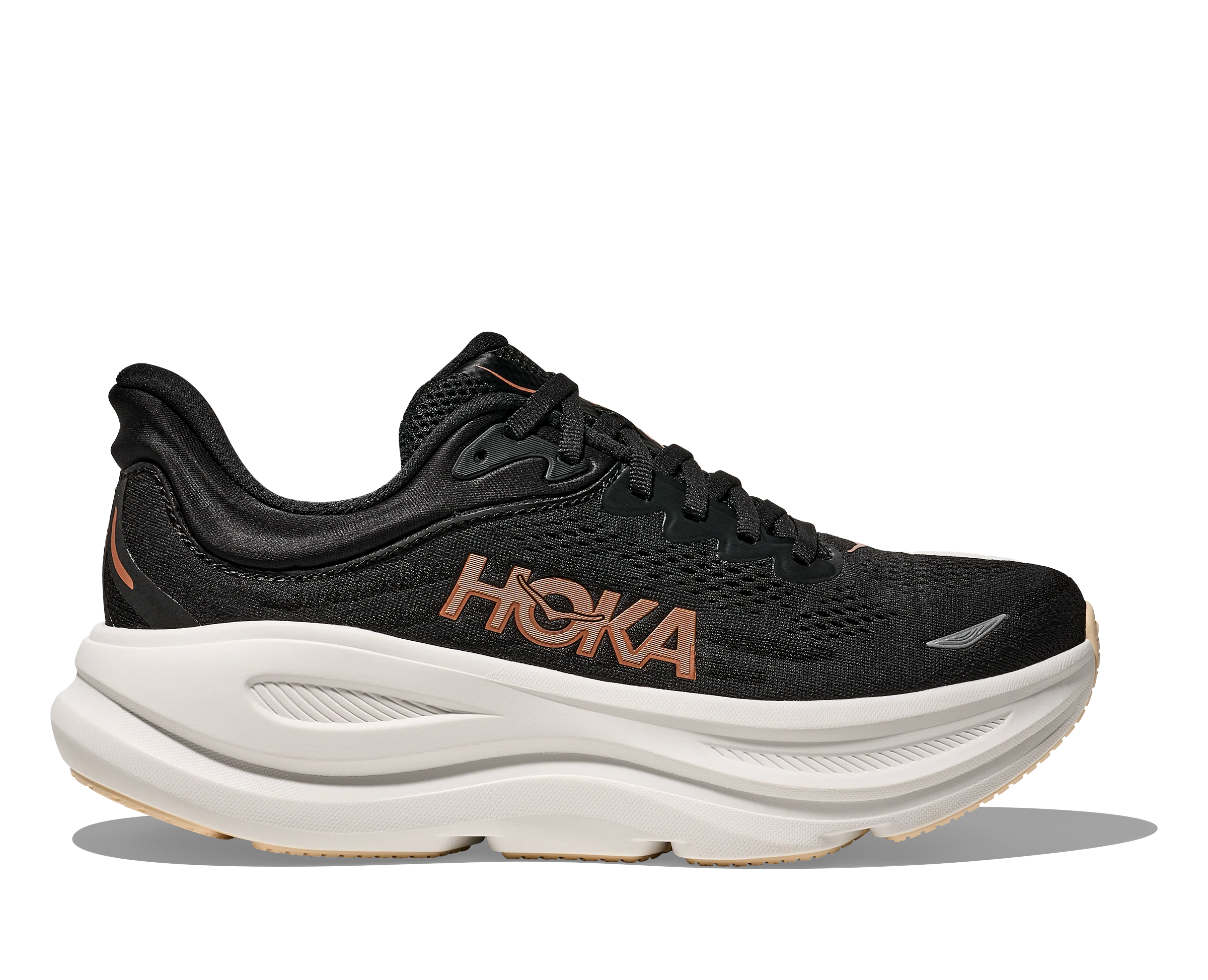 WOMEN'S HOKA BONDI 9 | BLACK / ROSE GOLD