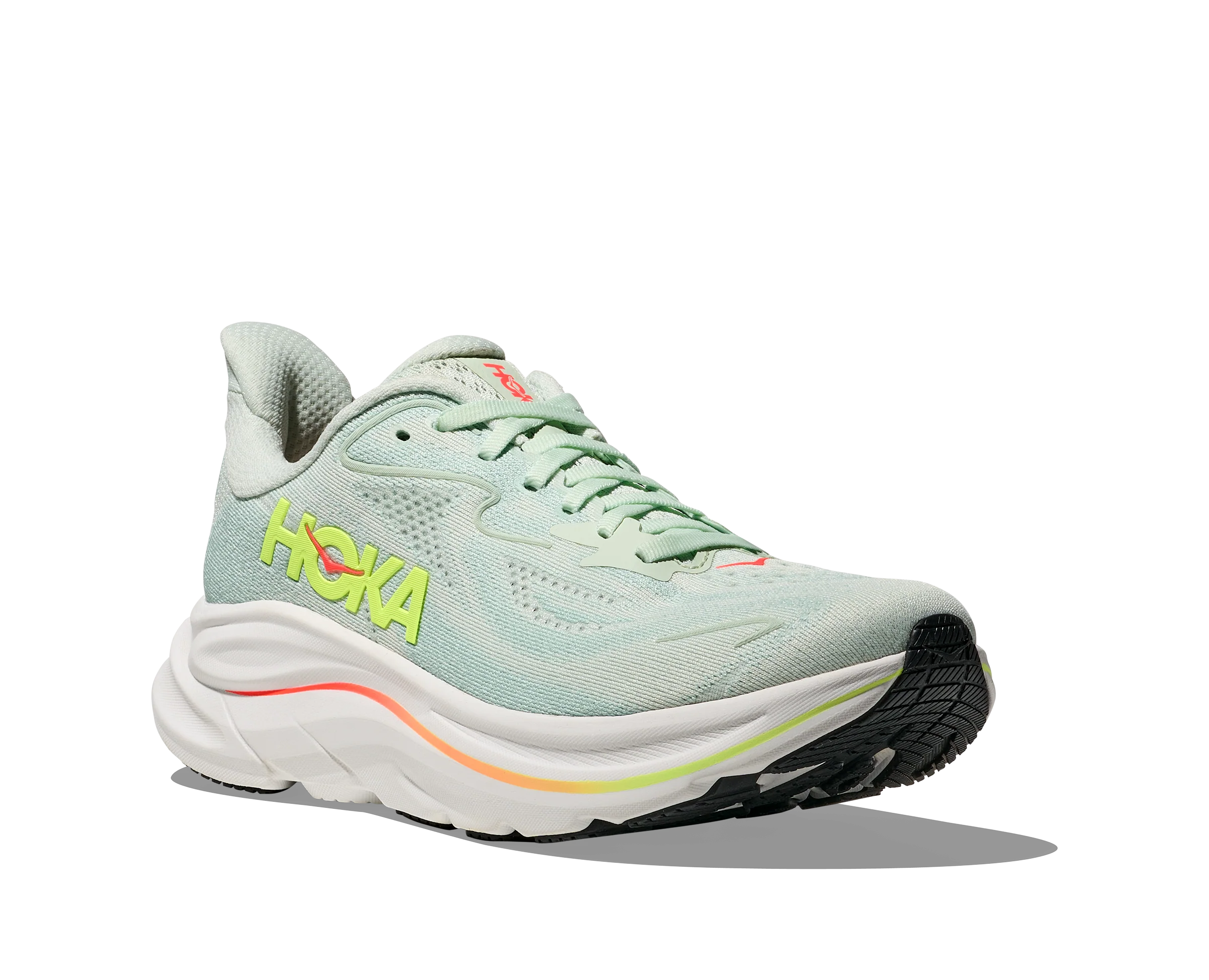 WOMEN'S HOKA CLIFTON 10 | SEA GLASS | NEON FLAME - Image 5