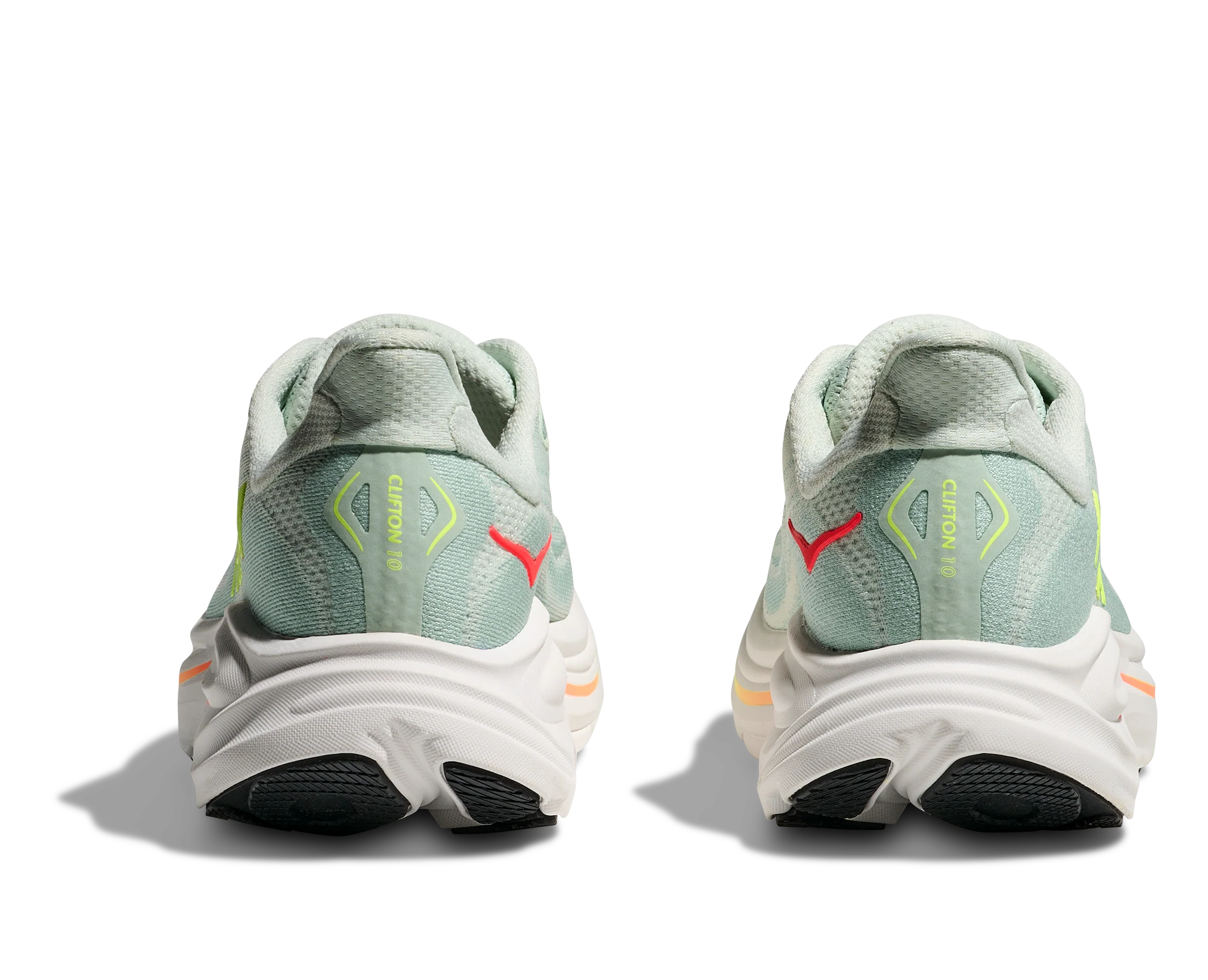 WOMEN'S HOKA CLIFTON 10 | SEA GLASS | NEON FLAME - Image 6