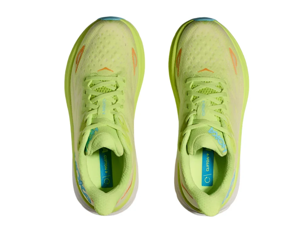 WOMEN'S HOKA CLIFTON 9 | LETTUCE / SOLAR FLARE - Image 2