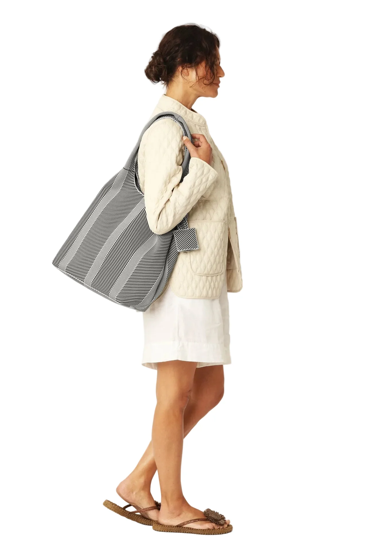 WOMEN'S ILSE JACOBSEN KNITTED BAG | MILK CREME BLACK - Image 5