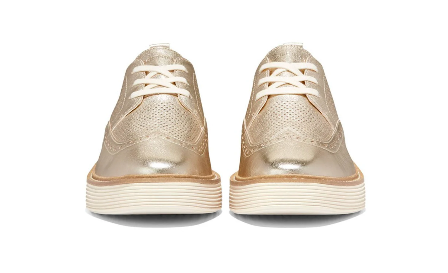 WOMEN'S COLE HAAN ØRIGINAL GRAND PLATFORM WINGTIP OXFORD | GOLD TALCA / IVORY - Image 4
