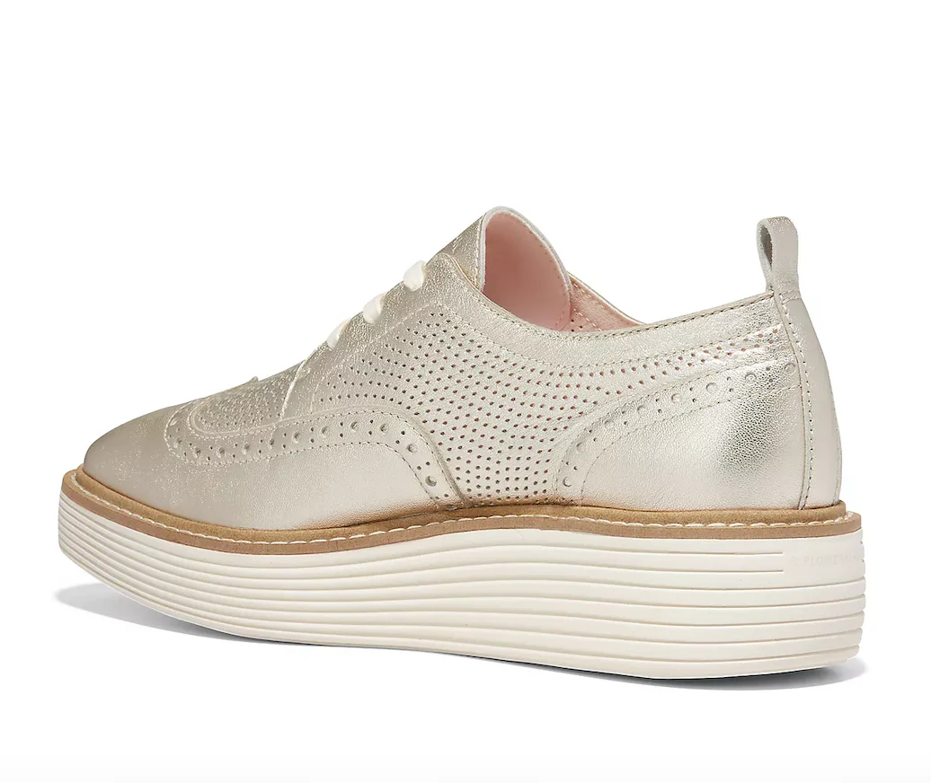 WOMEN'S COLE HAAN ØRIGINAL GRAND PLATFORM WINGTIP OXFORD | GOLD TALCA / IVORY - Image 5