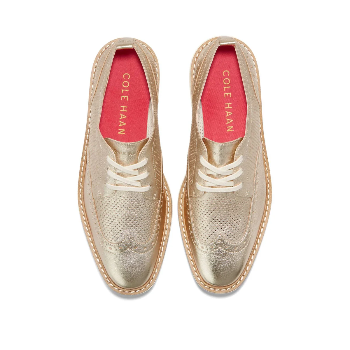 WOMEN'S COLE HAAN ØRIGINAL GRAND PLATFORM WINGTIP OXFORD | GOLD TALCA / IVORY - Image 6